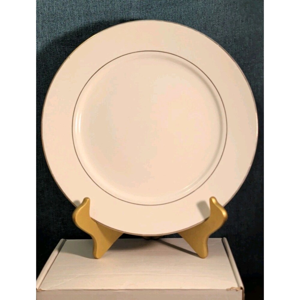 Home Essentials China Dinner Plate White with Gold Rim Individual Replacement